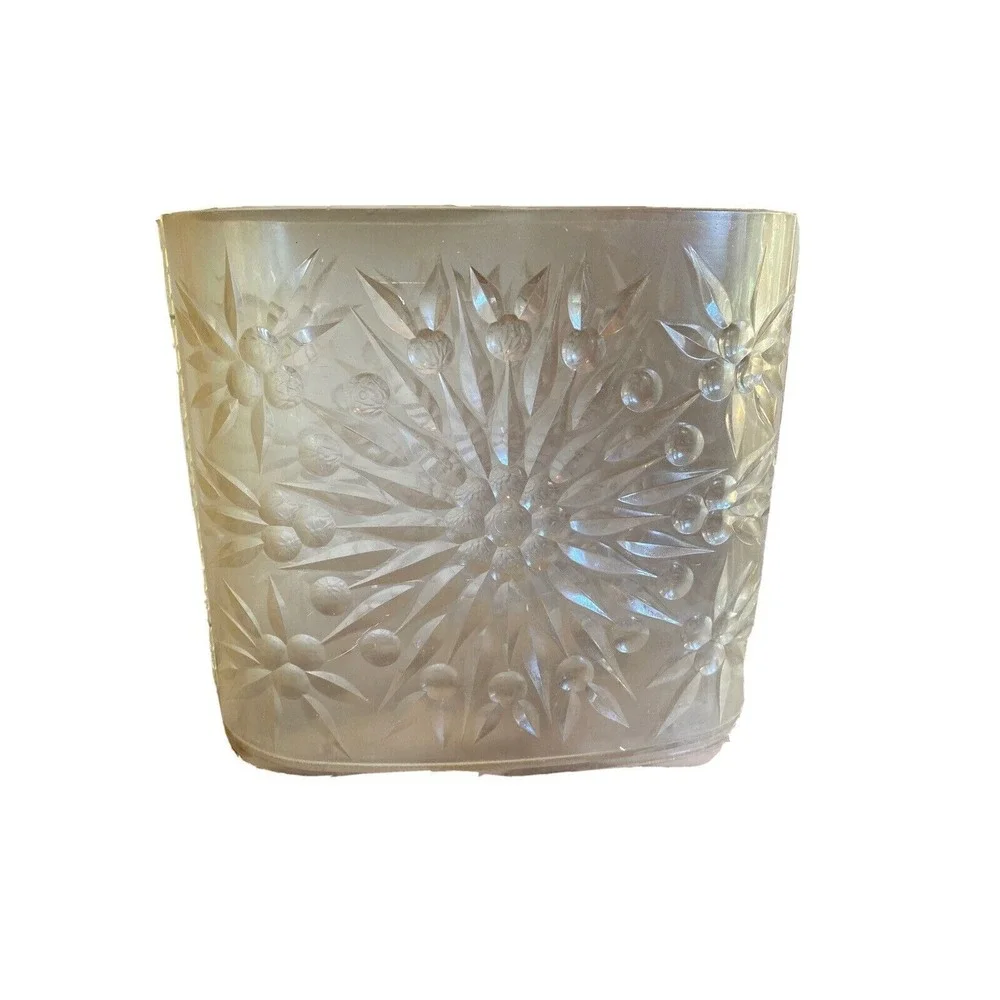 Vintage MCM Starburst Bathroom Waste Basket Can Clear‎ Hard Plastic Lucite